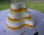 Harley Wedding Cake with Logo and Flames